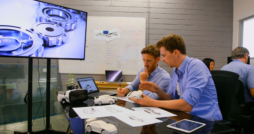 Engineers Developing Automotive Designs in Modern Office - Free Images, Stock Photos and Pictures on Pikwizard.com