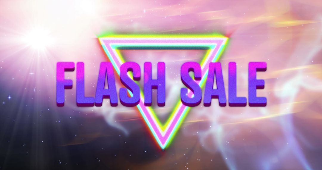 Retro Flash Sale with Neon Lights and Triangles
