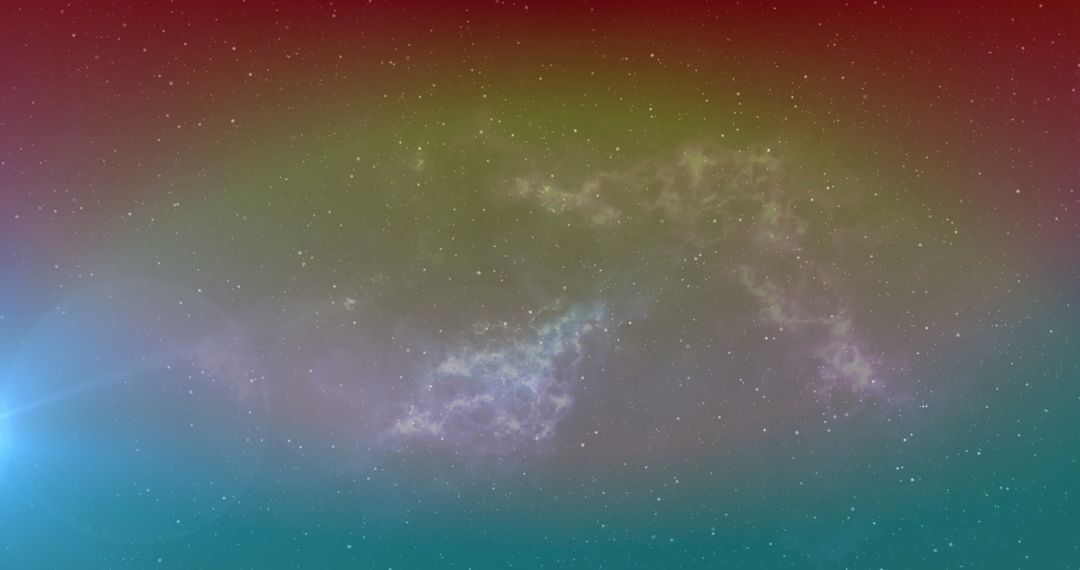 Abstract Starfield with Colorful Cosmic Glow and Light Trails