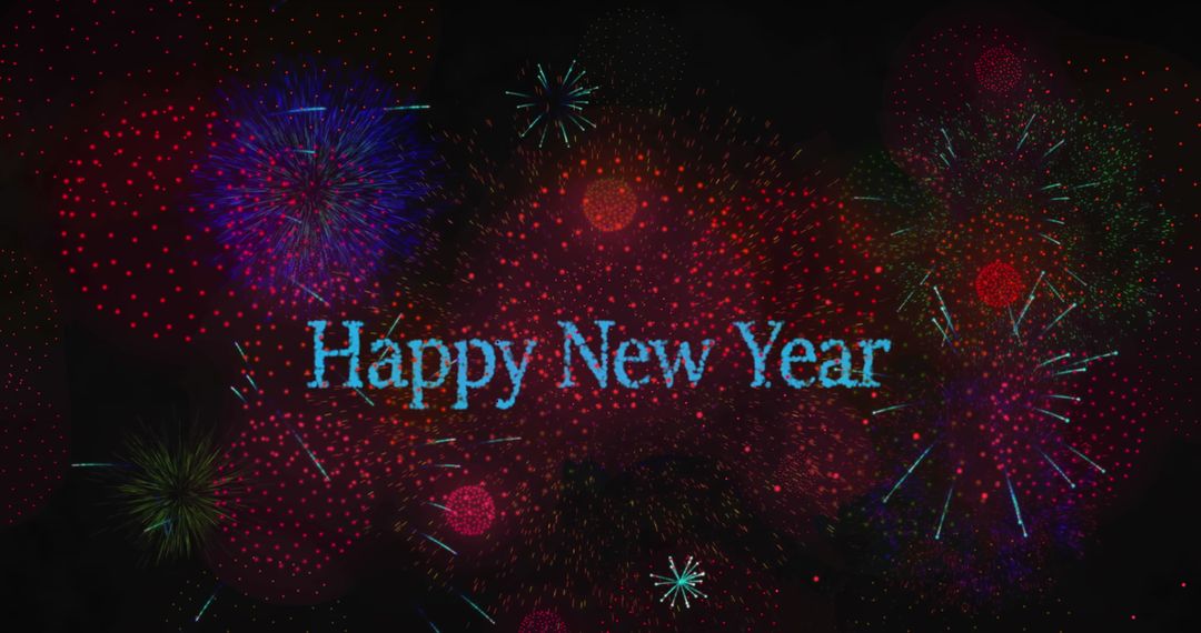 Happy New Year Wishes with Colorful Fireworks Display
