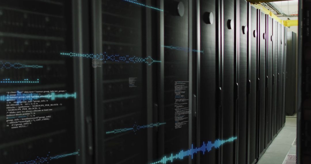Digital Data Flow in Computer Server Room