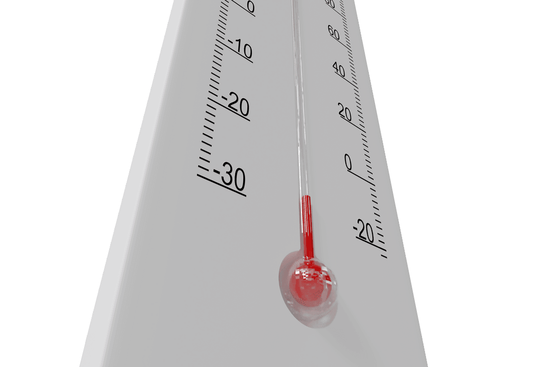 Low Angle Transparent Thermometer with Minus Degrees Indication