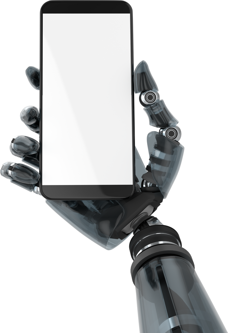 Robot Hand Holding Smartphone with Blank Screen on Transparent Background - Download Free Stock Images Pikwizard.com