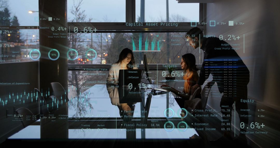 Business Team Working with Digital Financial Data in Modern Office