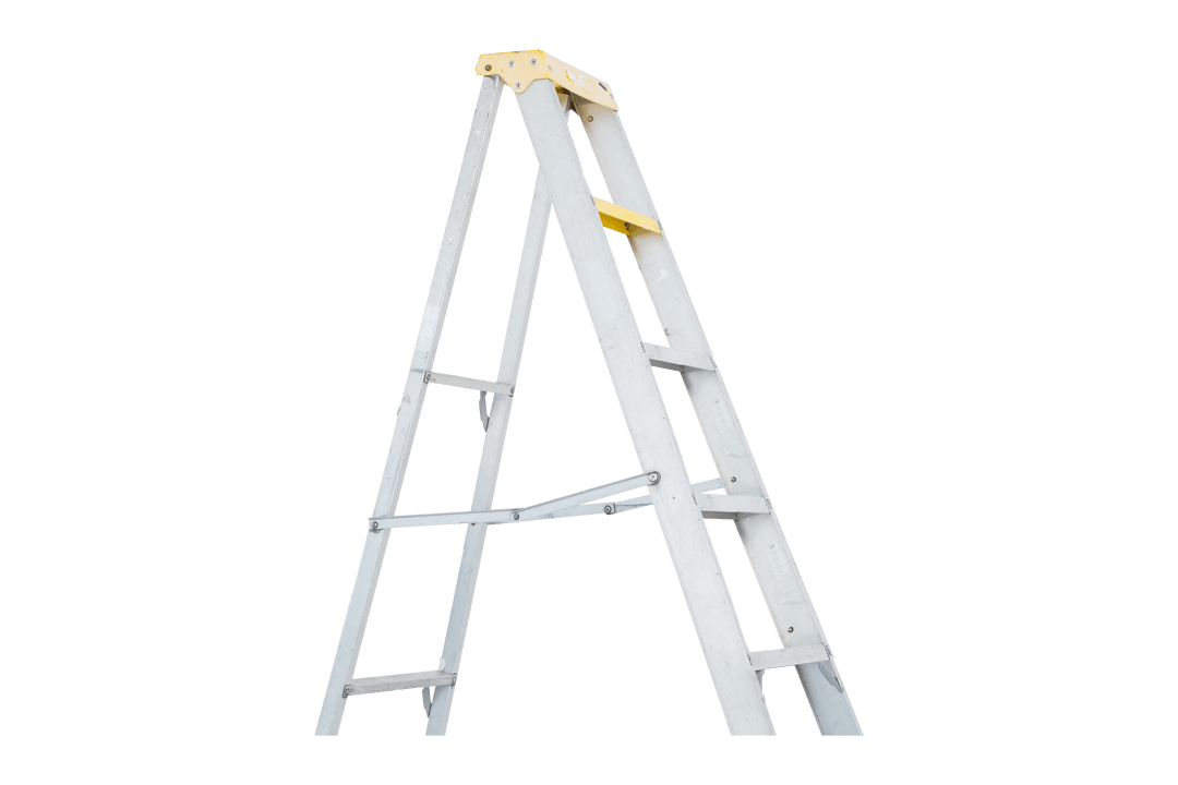 Silver Ladder Isolated on Transparent Background for Growth Concept