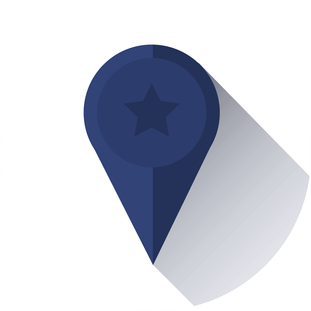 Transparent Icon of Blue Map Marker with Star Symbol