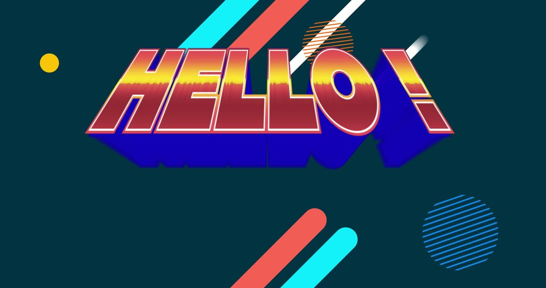 Colorful Retro Hello Greeting with Abstract Geometric Shapes