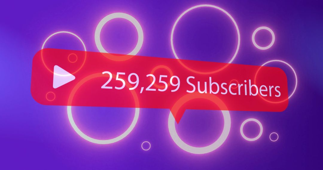 Digital Subscriber Count Notification with Play Icon on Vibrant Background