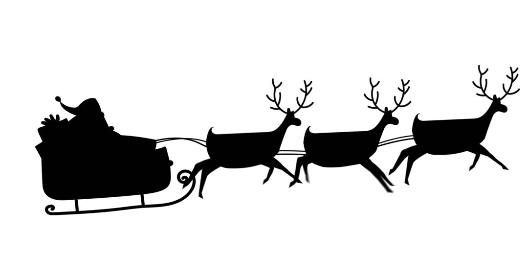 Black Silhouette of Santa Claus in Sleigh with Reindeer - Free Images, Stock Photos and Pictures on Pikwizard.com