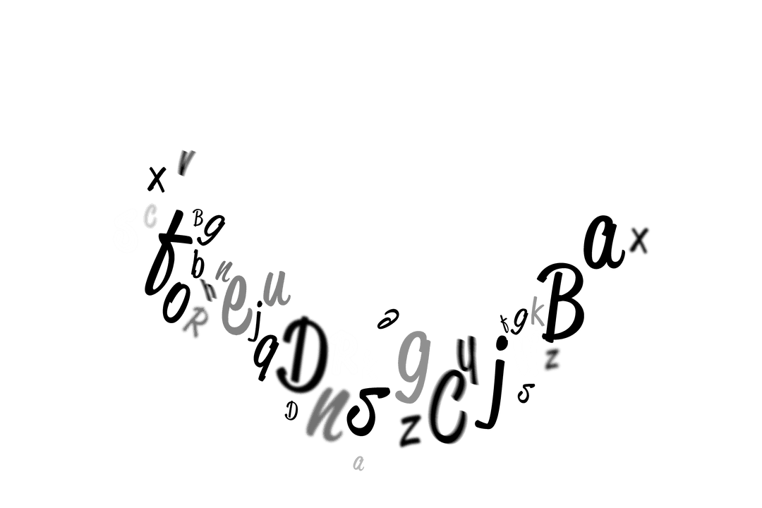 Floating Letters in Creative Design on a Transparent Background