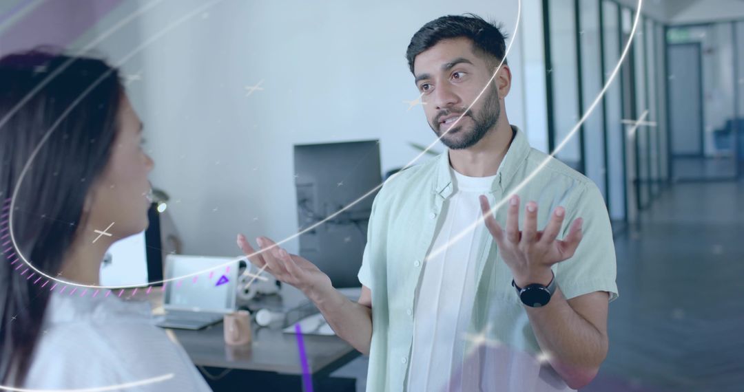 Business Professional Discussing Project in Modern Office