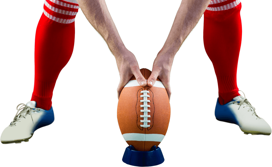 Transparent American Football Player Preparing for a Drop Kick