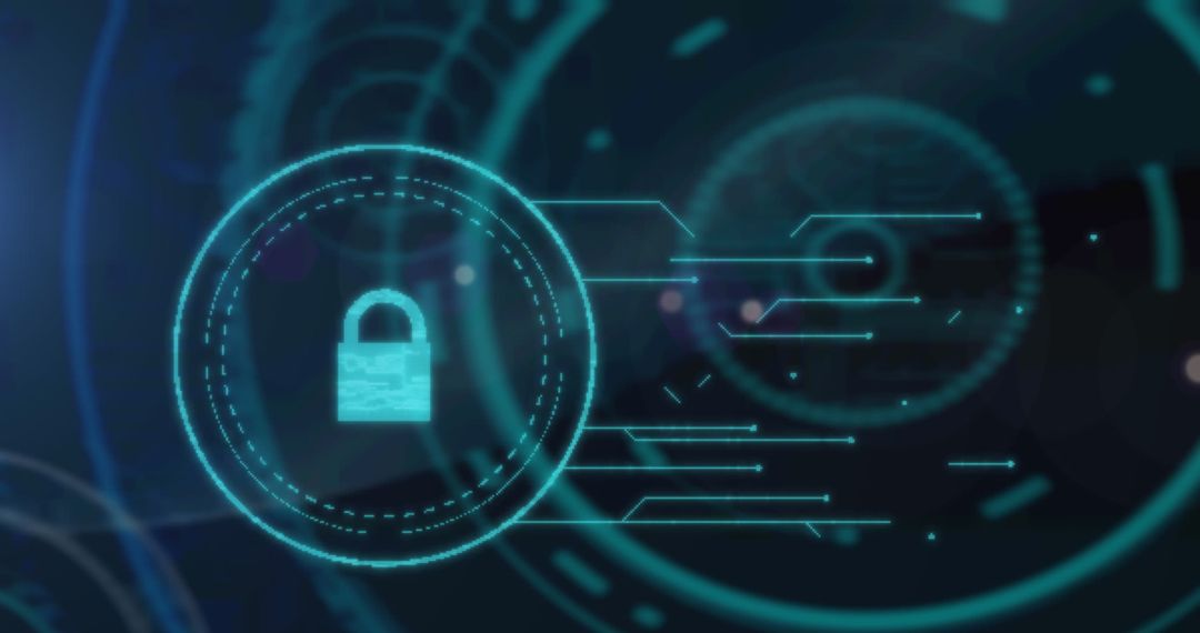 Cybersecurity Concept with Digital Padlock and Connections