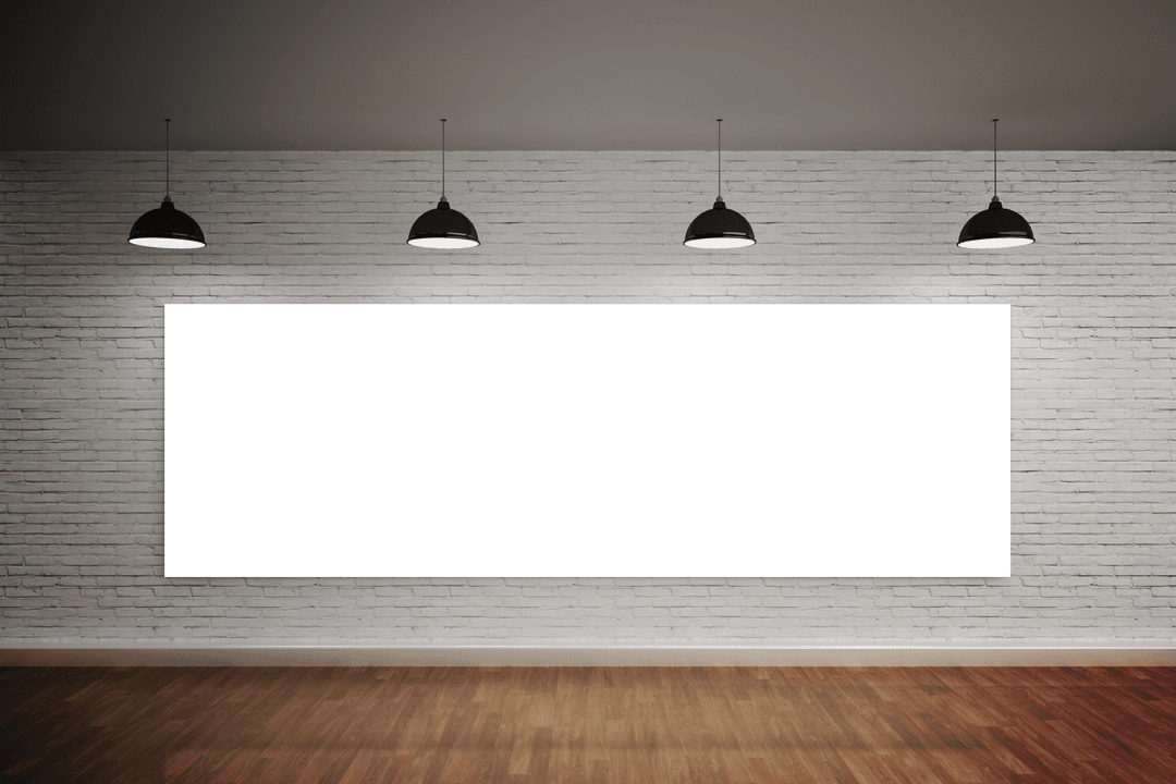 Blank Poster on White Brick Wall Display at Museum