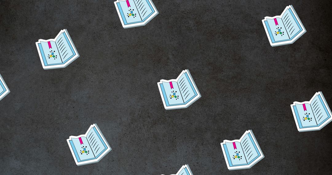 Seamless Pattern of Open Book Icons on Dark Background