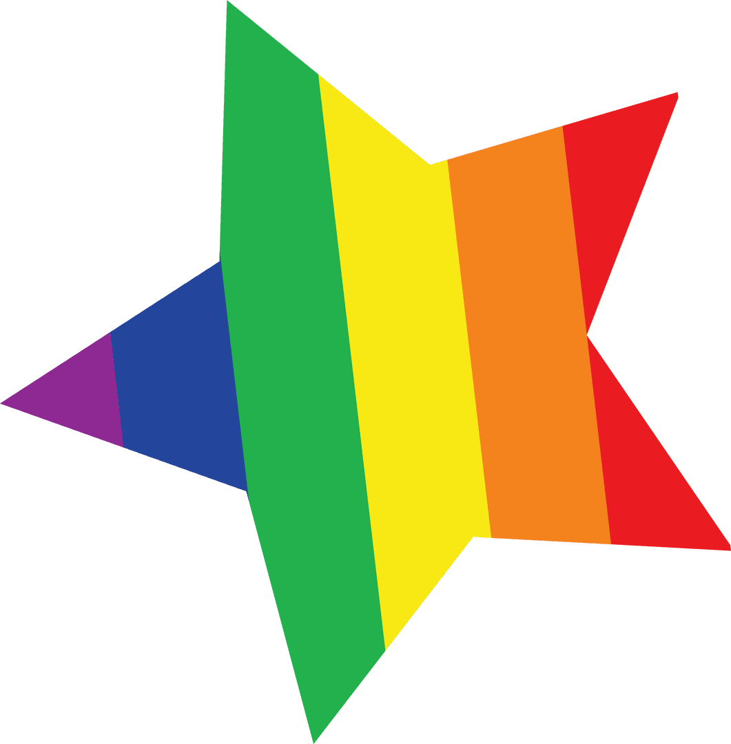 Transparent Star with Rainbow Colors on Clear Background