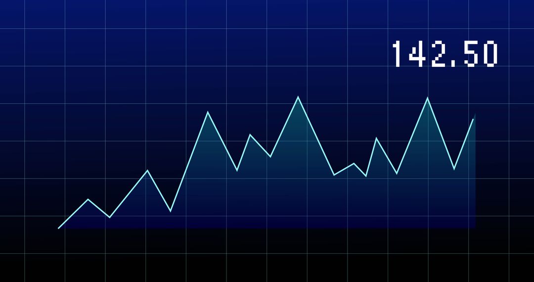 Digital Financial Graph with Rising Line Trend on Dark Background