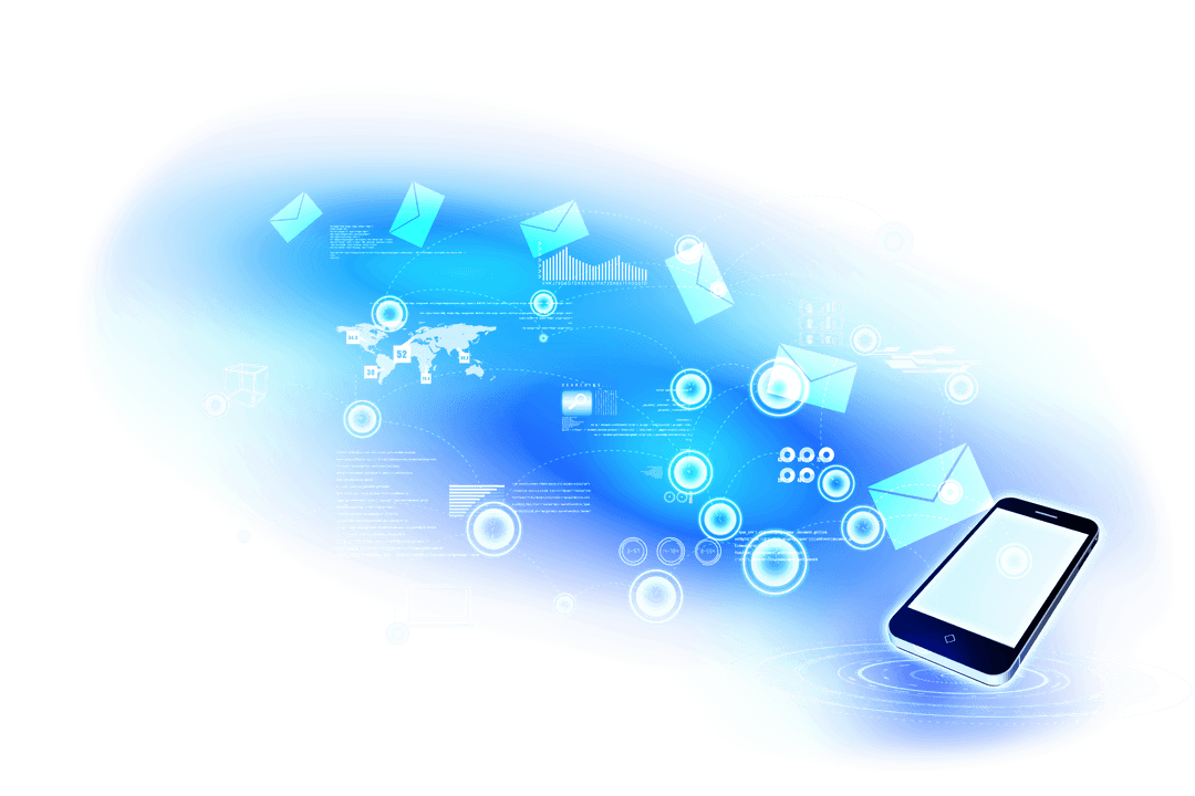 Transparent Illustration of Smartphone with Envelopes Icon Communication Concept