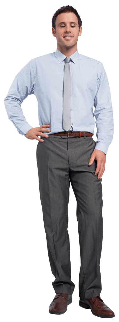 Transparent Businessman Smiling in Professional Attire