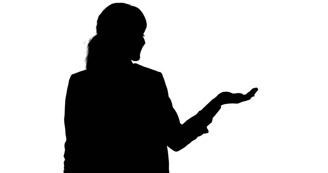 Silhouette of Businesswoman Gesturing Hand - Free Images, Stock Photos and Pictures on Pikwizard.com