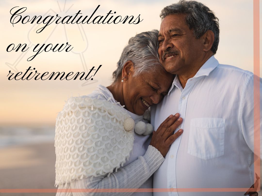 Happy Senior Couple Celebrating Retirement at Beach Sunset - Download Free Stock Templates Pikwizard.com