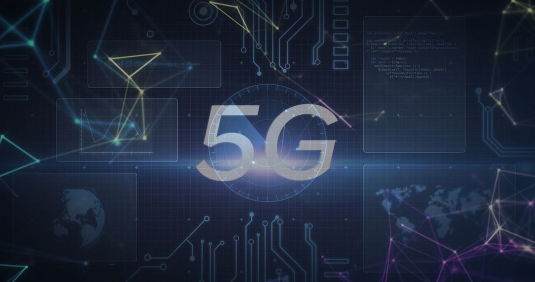 Digital Gleam of 5G Network with Data and Global Connection Imagery