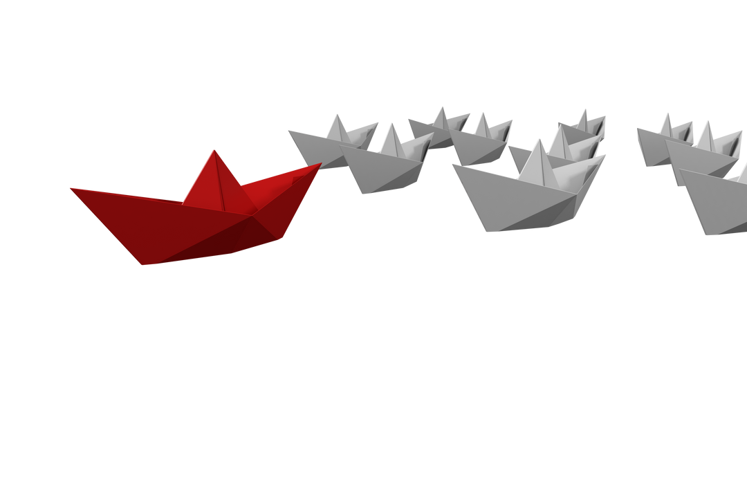 Red Leadership Paper Boat With Fleet from Transparent Background - Download Free Stock Images Pikwizard.com