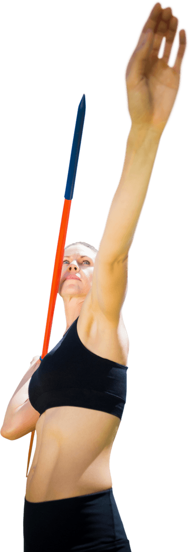 Caucasian Woman Throwing Javelin Isolated on Transparent Background