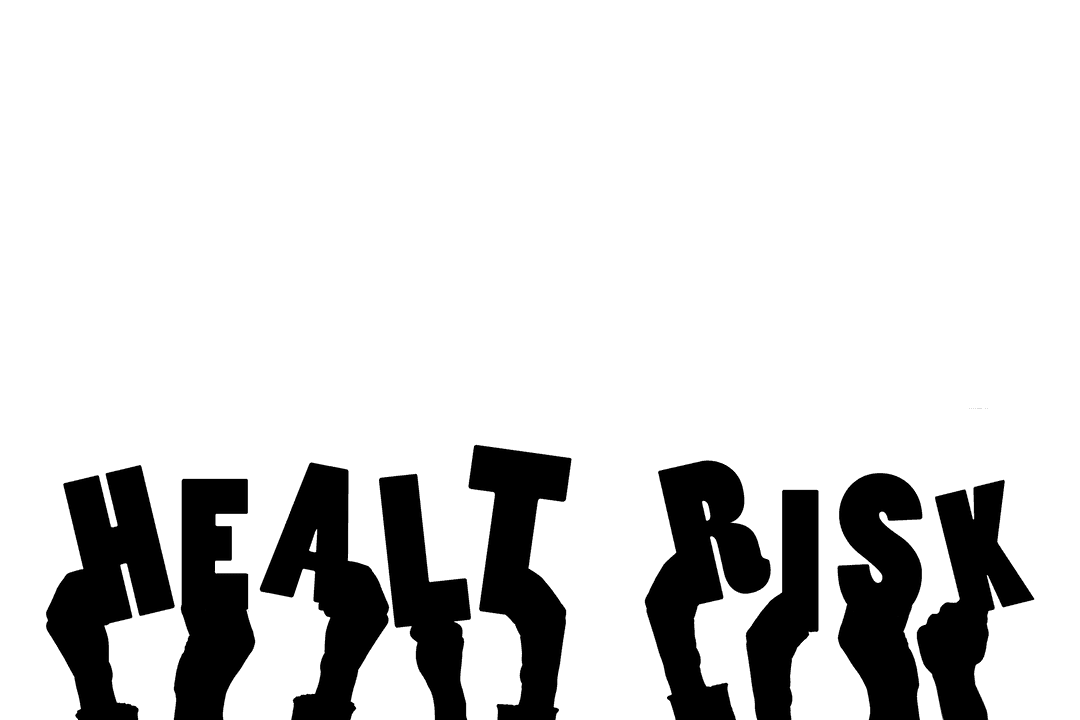 Digital Illustration of Hands with Health Risk Text on Transparent Background