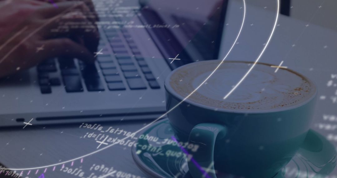 Digital Finance Concept with Laptop and Cappuccino