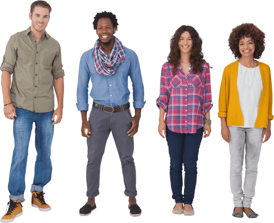 Transparent Group Portrait of Diverse Friends Smiling