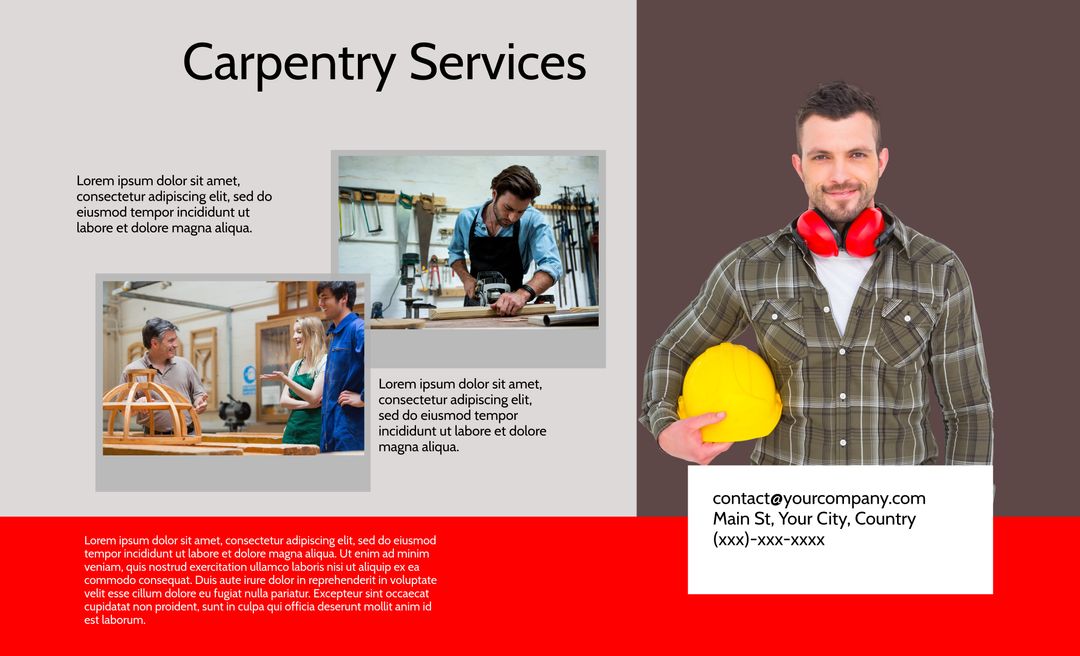 Professional Carpentry Services Advertisement with Skilled Carpenter