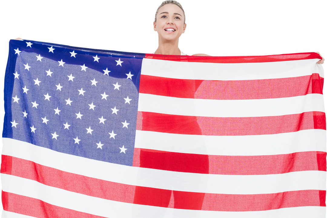 Female Athlete Holding American Flag on Transparent Background - Download Free Stock Images Pikwizard.com