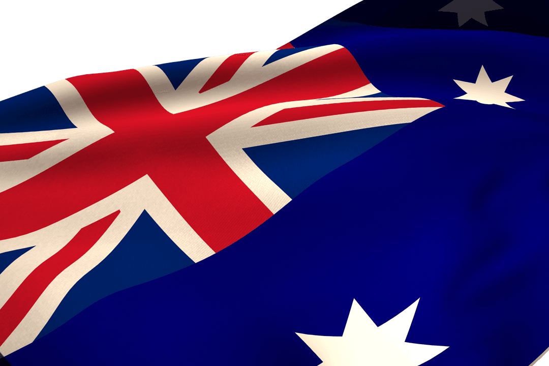 Low Angle View of Australian Flag on Transparent Background