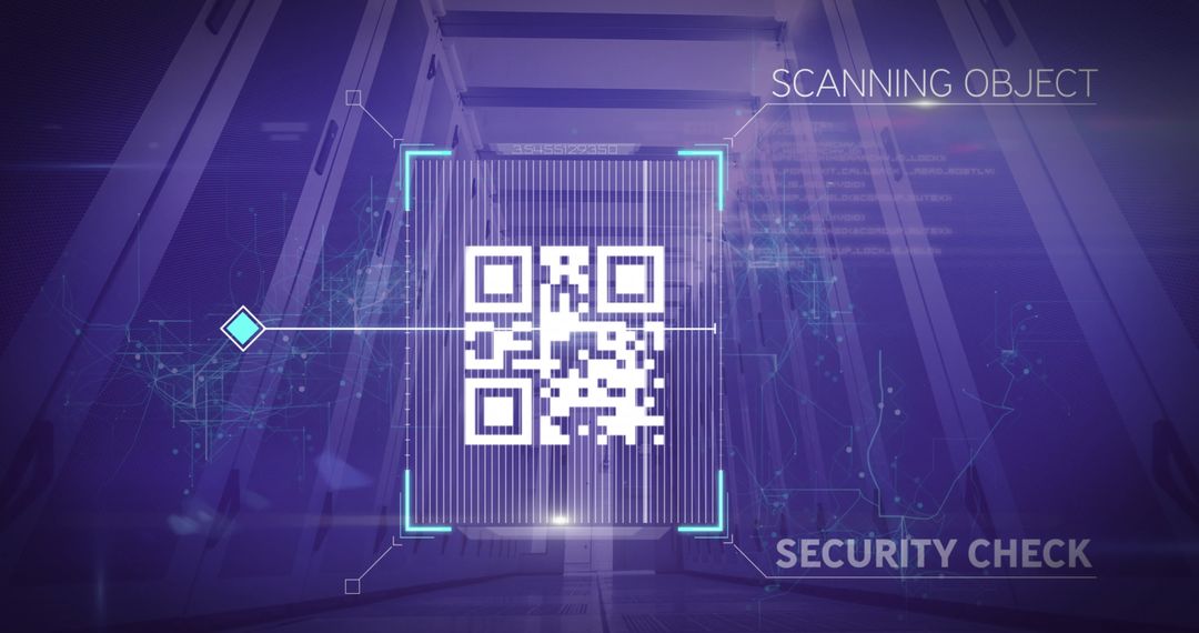 Digital QR Code Scanning in Futuristic Server Room