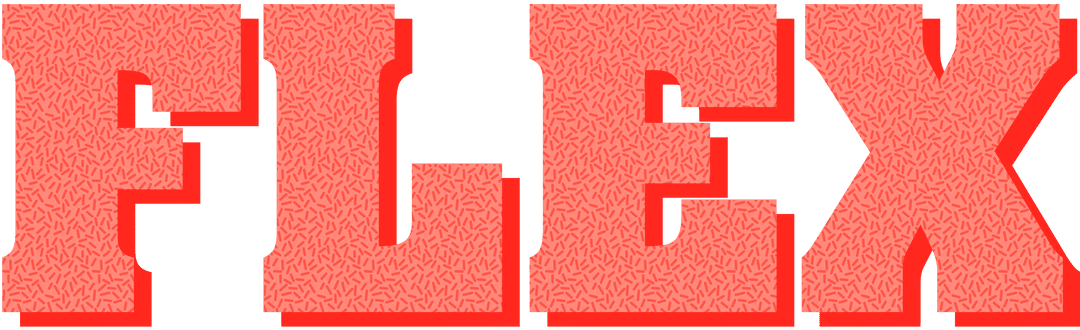 Transparent Textured Flex Text on White Background Design