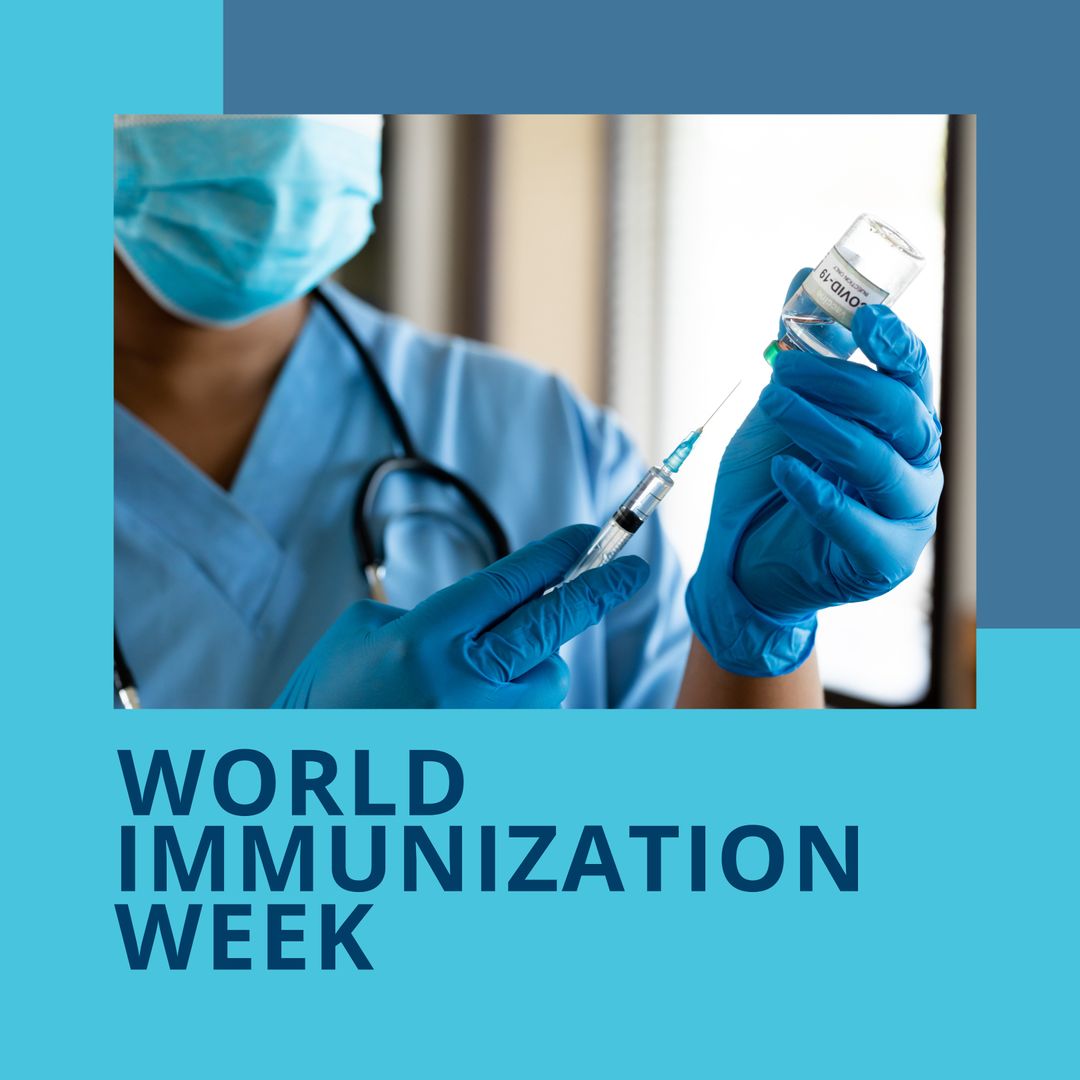 World Immunization Week Campaign with Doctor Holding Vaccine