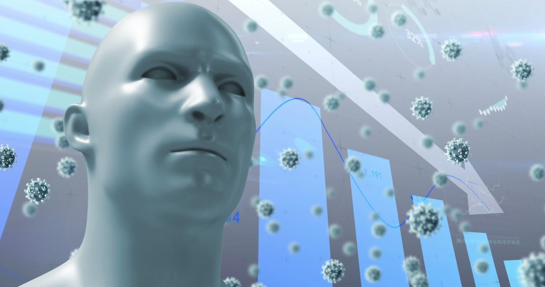 Human Silhouette with Floating Viruses and Virtual Data