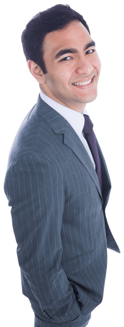 Cheerful Asian Businessman in Formal Attire on Transparent Background