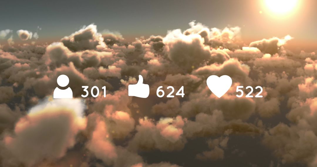 Social Media Metrics Above Cloudscape at Sunset