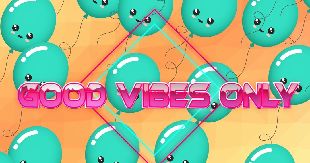 Bright Positive Vibes Background with Floating Blue Balloons