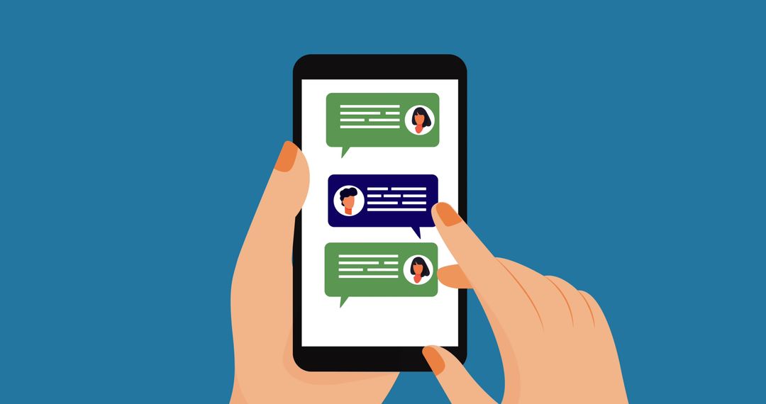 Hands Holding Smartphone with Chat Messages Illustrating Digital Communication
