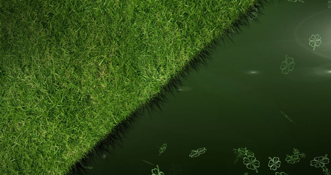 Clover and Grass on Dark Background with Lucky Symbolism