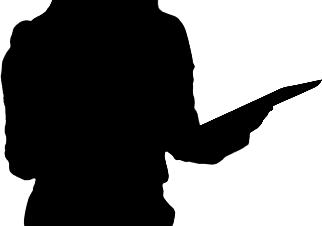 Silhouette of Woman with Tablet on Transparent Background