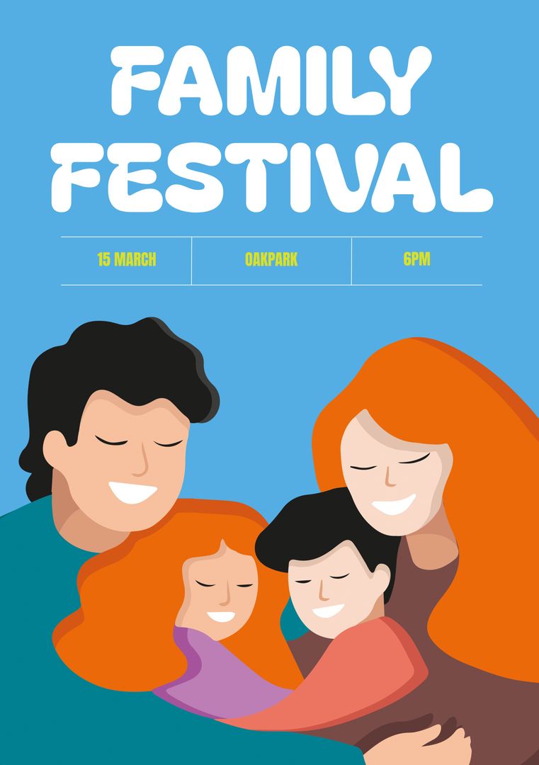 Family Festival Poster Featuring a Smiling Family Hugging - Download Free Stock Templates Pikwizard.com
