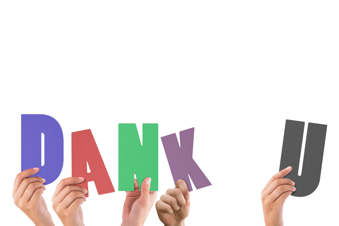 Transparent Hands Holding Colorful Danke U Letters