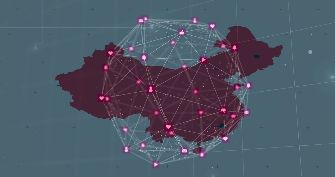 Digital Network Connections Over Abstract Map