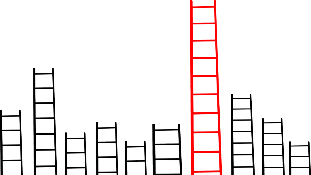 Minimalist Red Ladder Illustration on Transparent Background