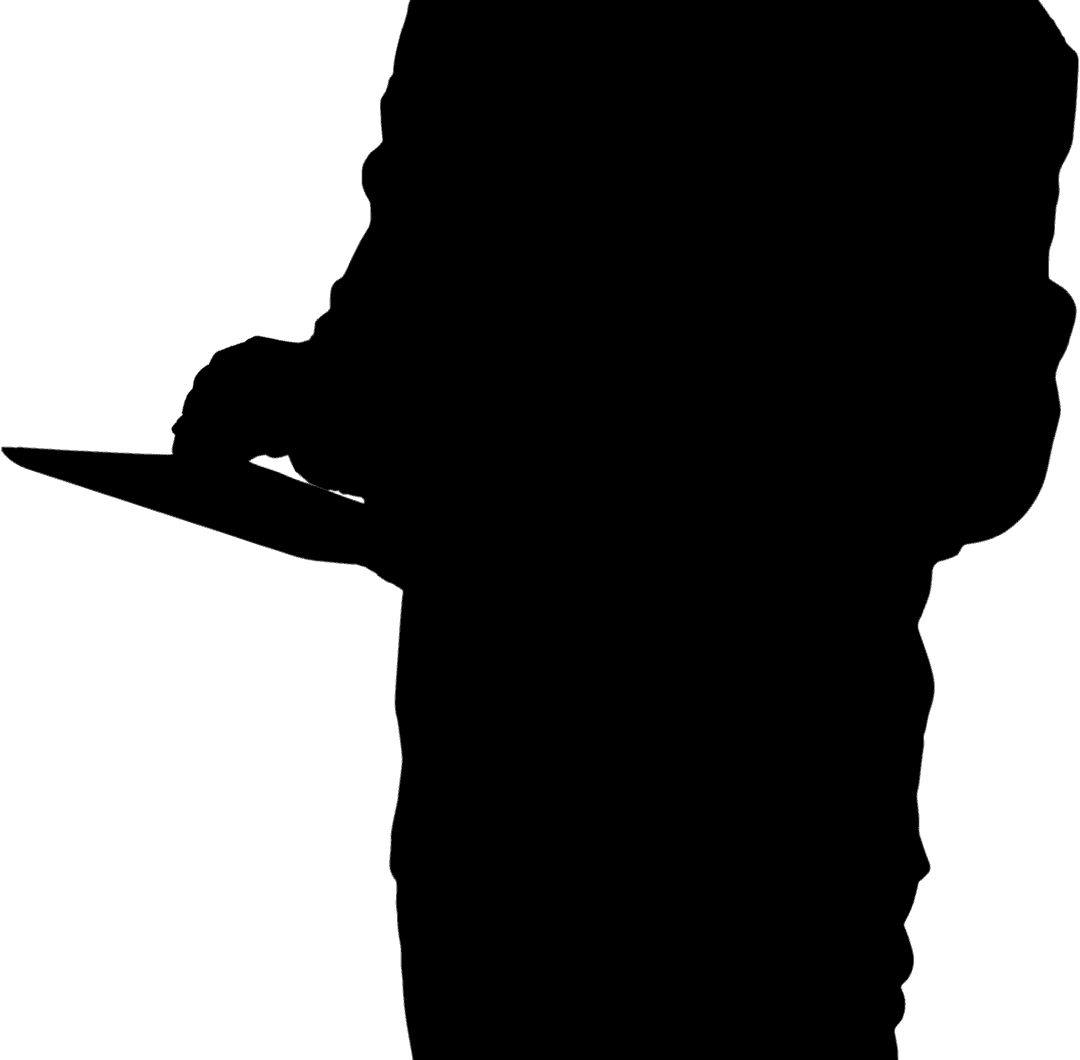 Digital Silhouette: Man Using Tablet on Transparent Background