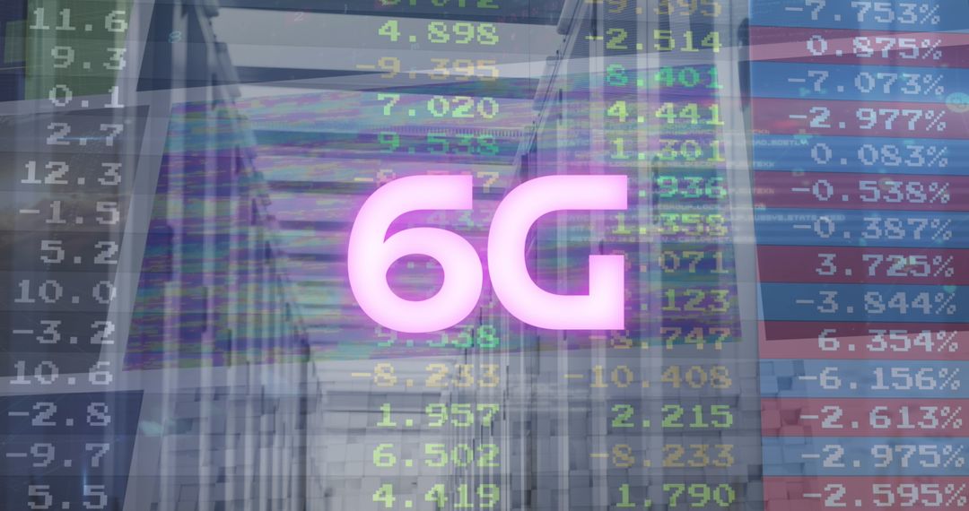 6G Technology and Stock Market Data in Server Room Concept